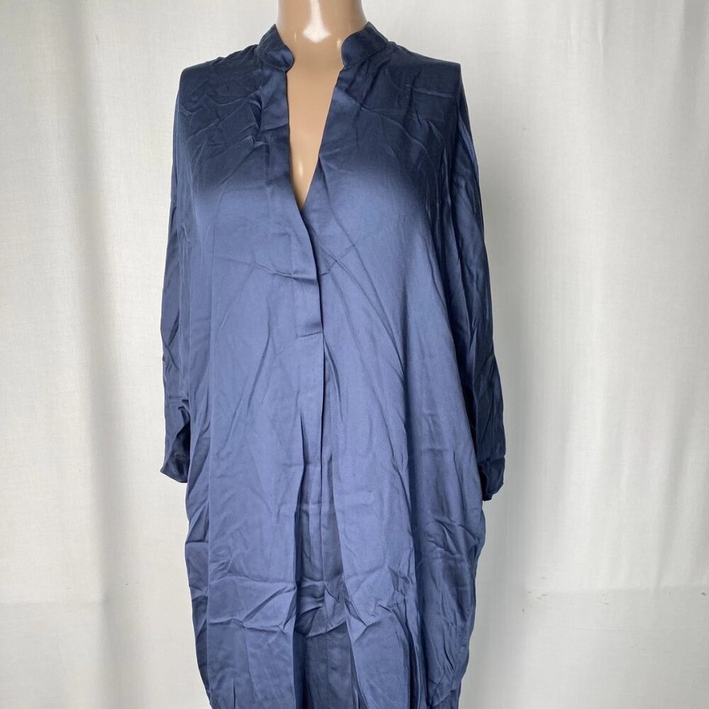 NEW NEU NOMADS Women's Kerala Shirt Dress Navy Blue Size XL Knee Length V-Neck